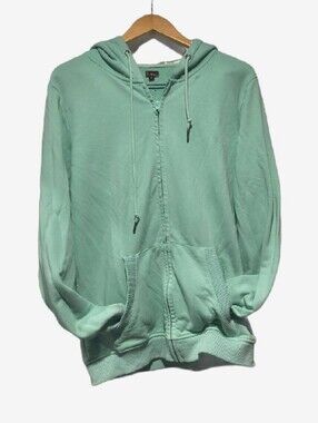 Kin Apparel Mint Green Satin Lined Zip Up Hoodie Keep It Naturally Size M